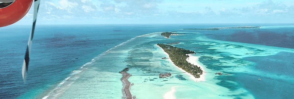 View of the Maldives from seaplane