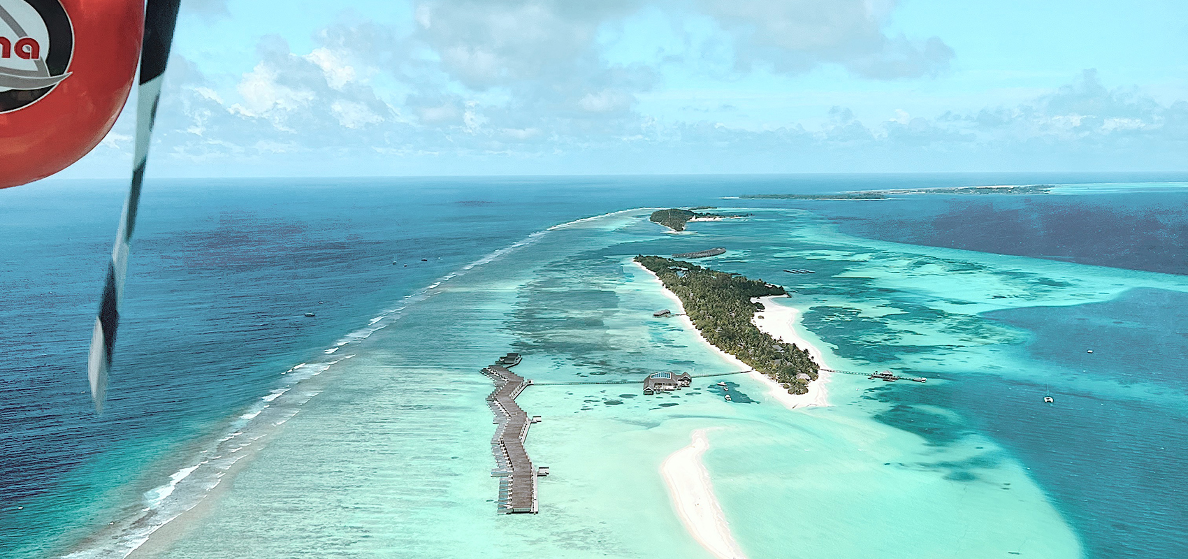 View of the Maldives from seaplane
